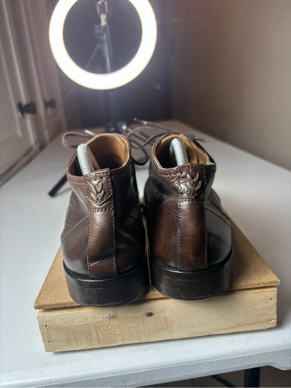 John Varvatos Men's Boots Ago Sz 9 Chukka Shoes Classic Brown Leather used